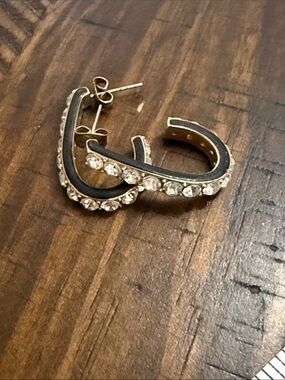 Crystal-Accent Black enamel Hoop Earrings - Women's Jewelry